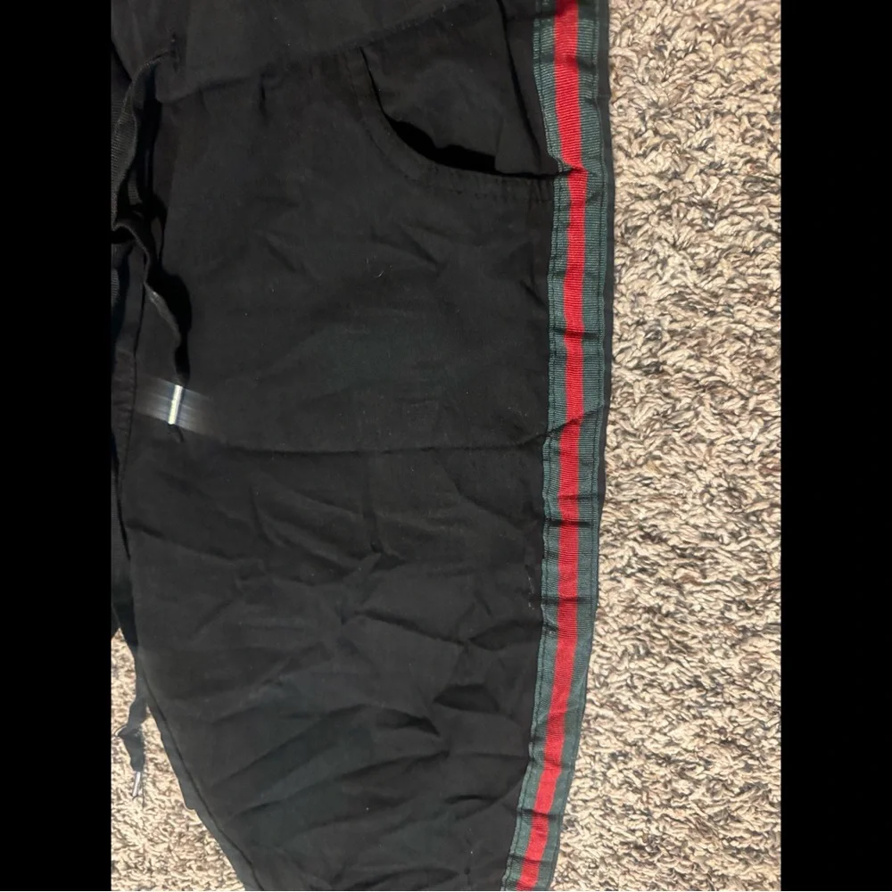 Venti6 Black Joggers with Red and Green Stripe